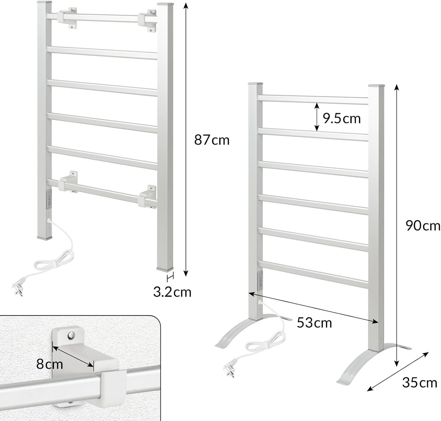 Sèche-serviette 6 barres — séchage minuté — 6