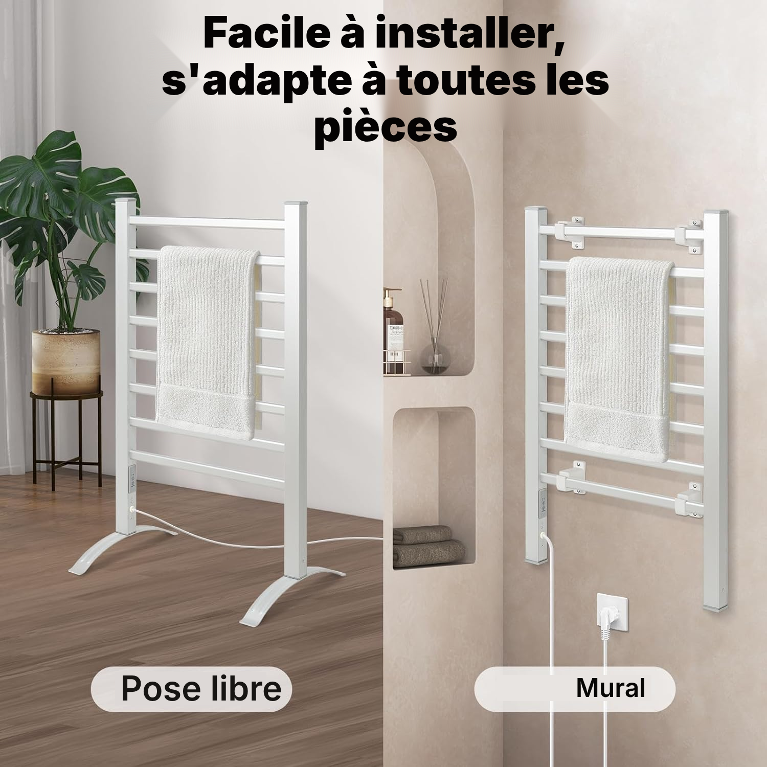 Sèche-serviette électrique mural — 8 barres — 3