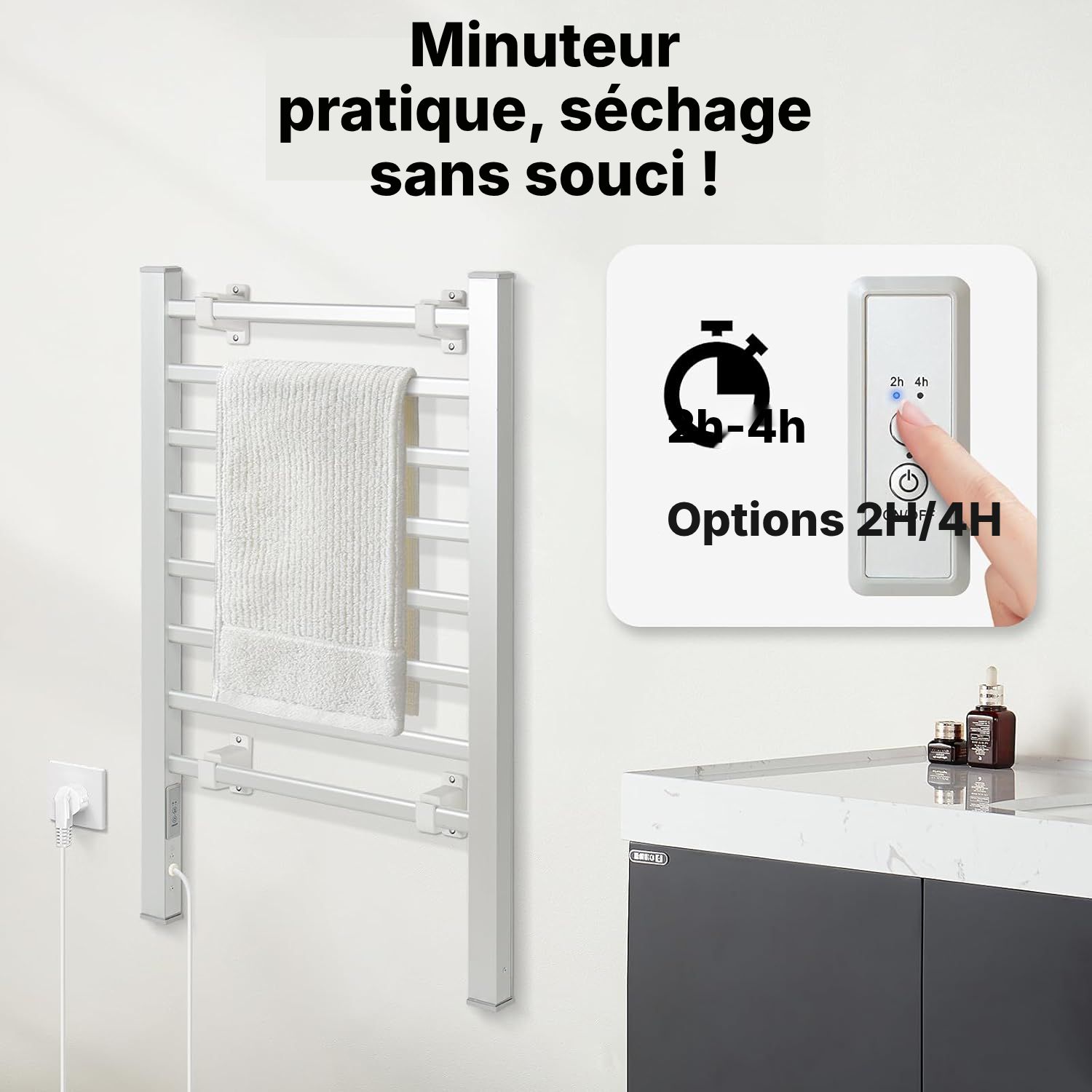 Sèche-serviette électrique mural — 8 barres — 4