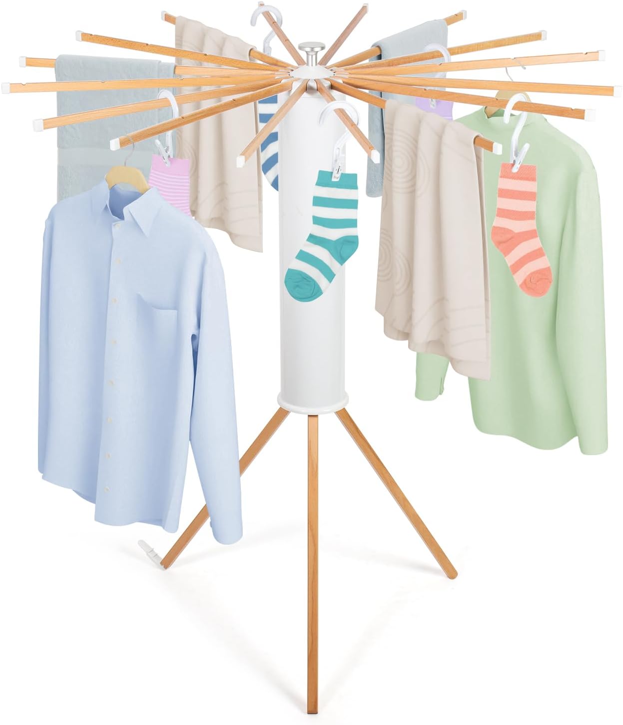 Étendoir à linge pliable – trépied hêtre 121 cm