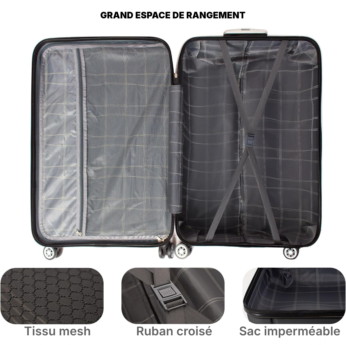 Set de 3 valises rigides noires — 2