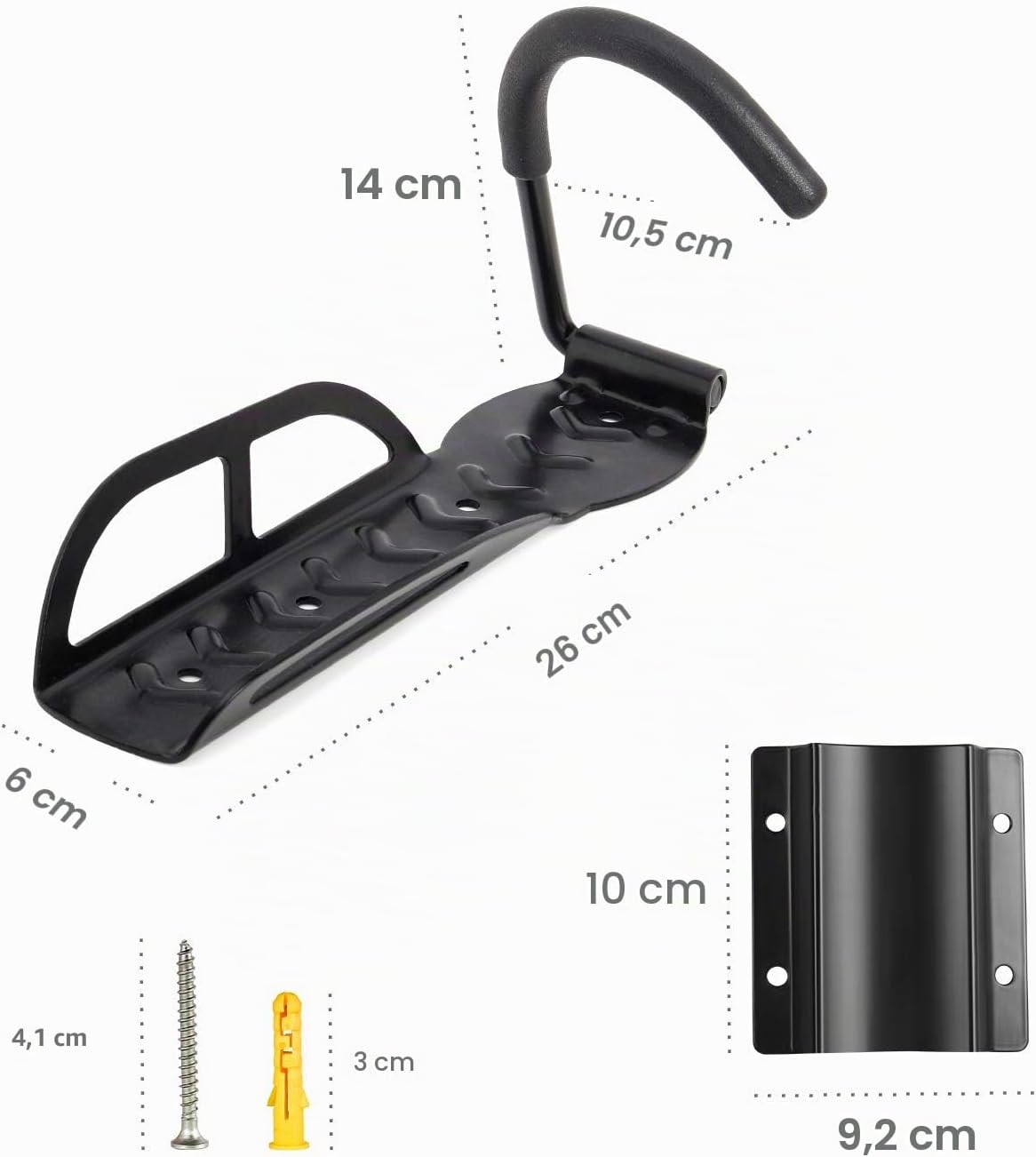 Support mural à vélo noir — gagnez de la place — 6