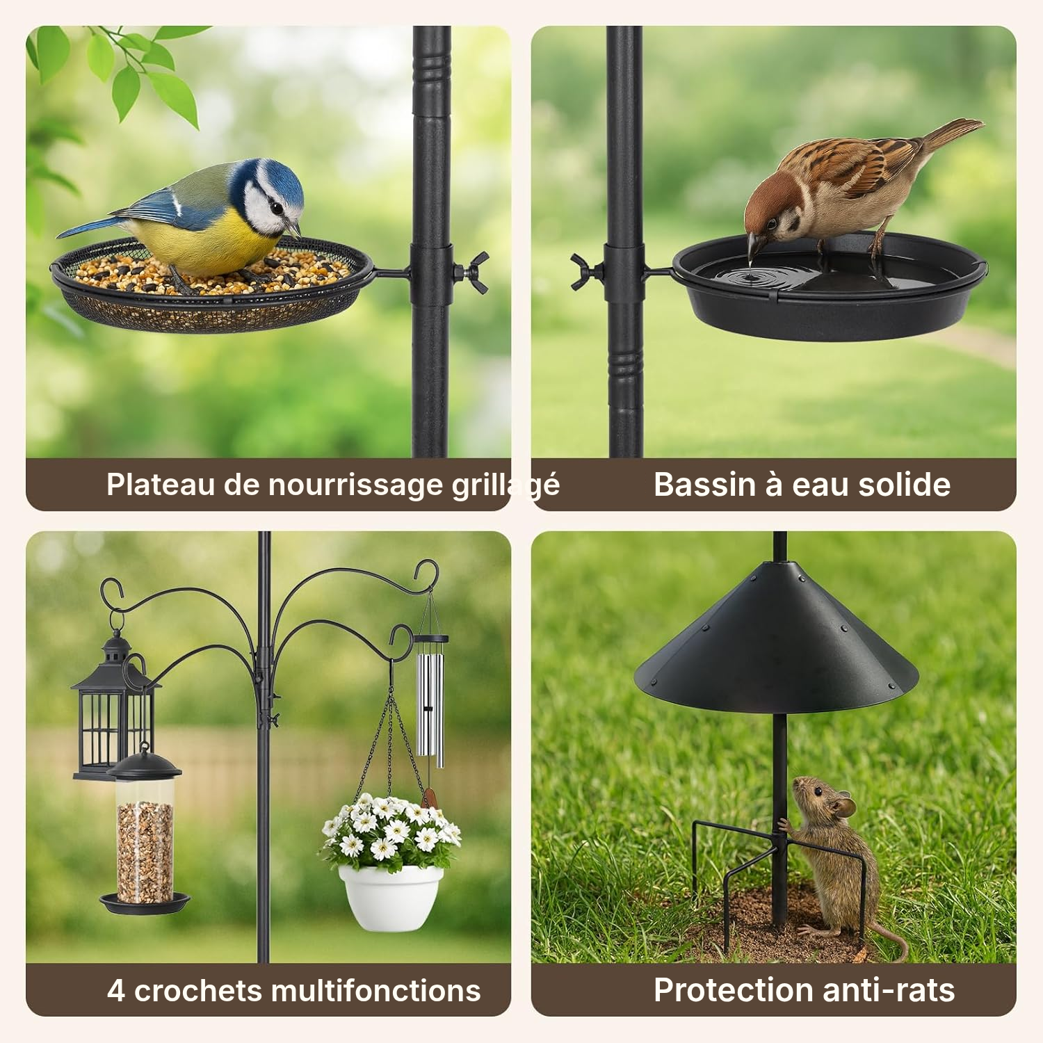 Support plante noir 233 × 15 × 15 cm tout-en-un — 2