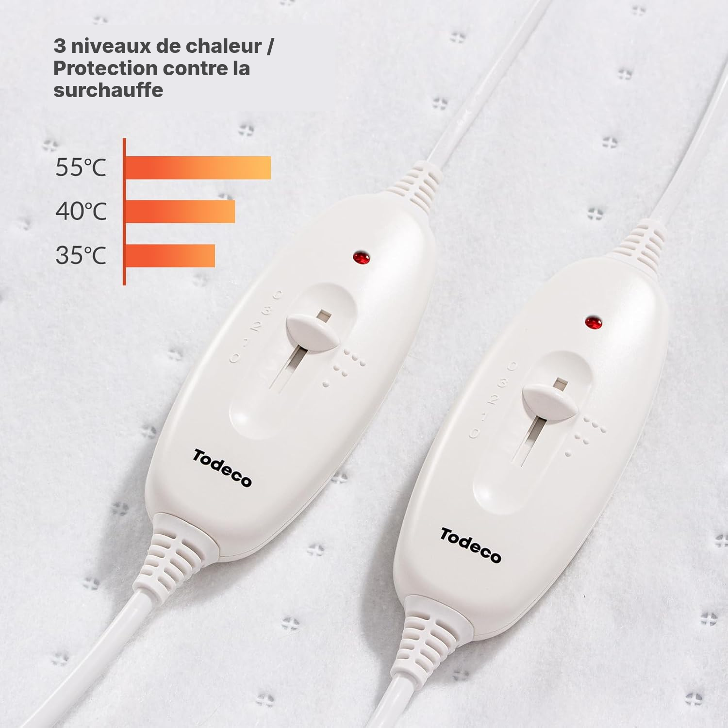 Surmatelas chauffant double blanc – 3 niveaux — 2