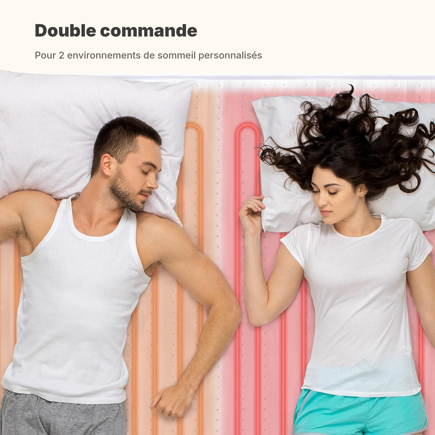 Surmatelas chauffant double blanc – 3 niveaux — 3
