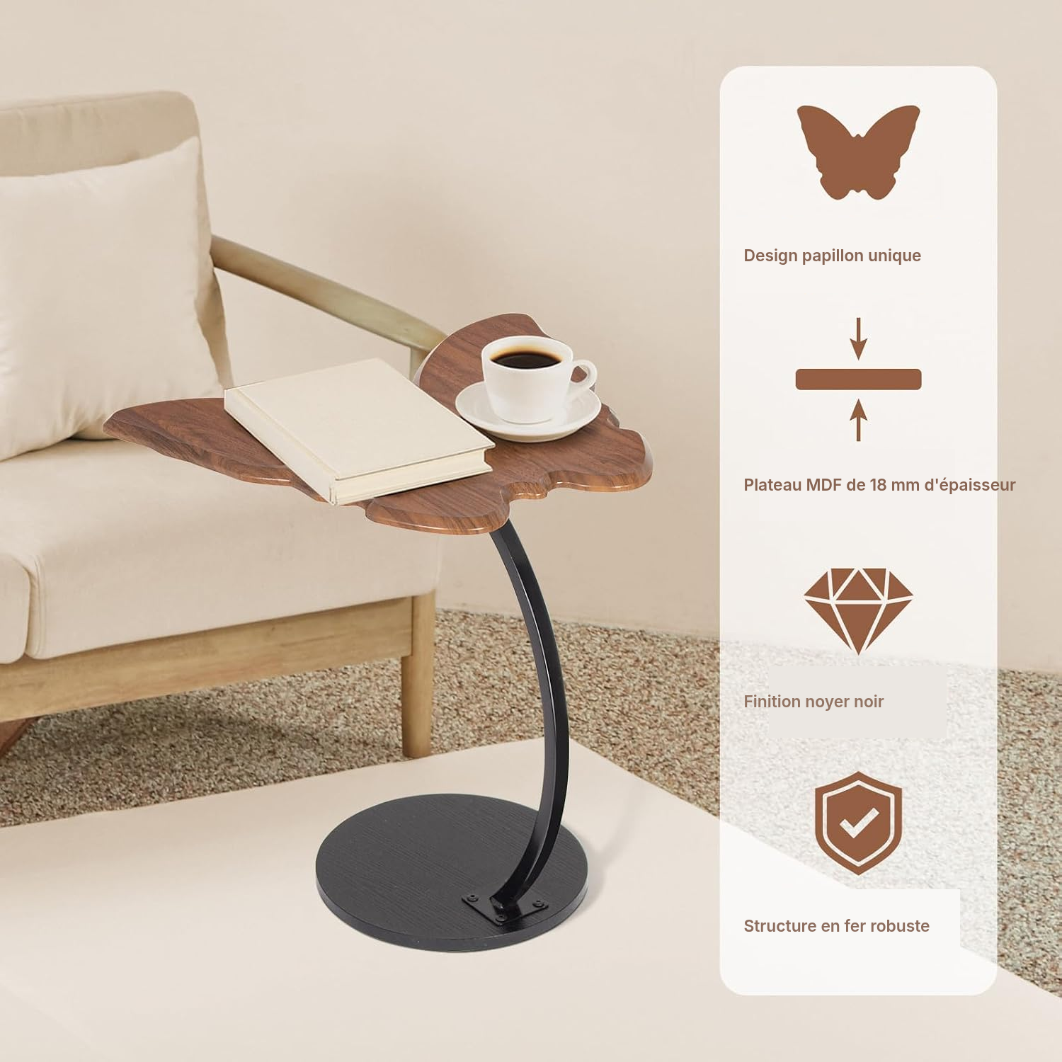 Table basse d’appoint noire, déco compacte — 3