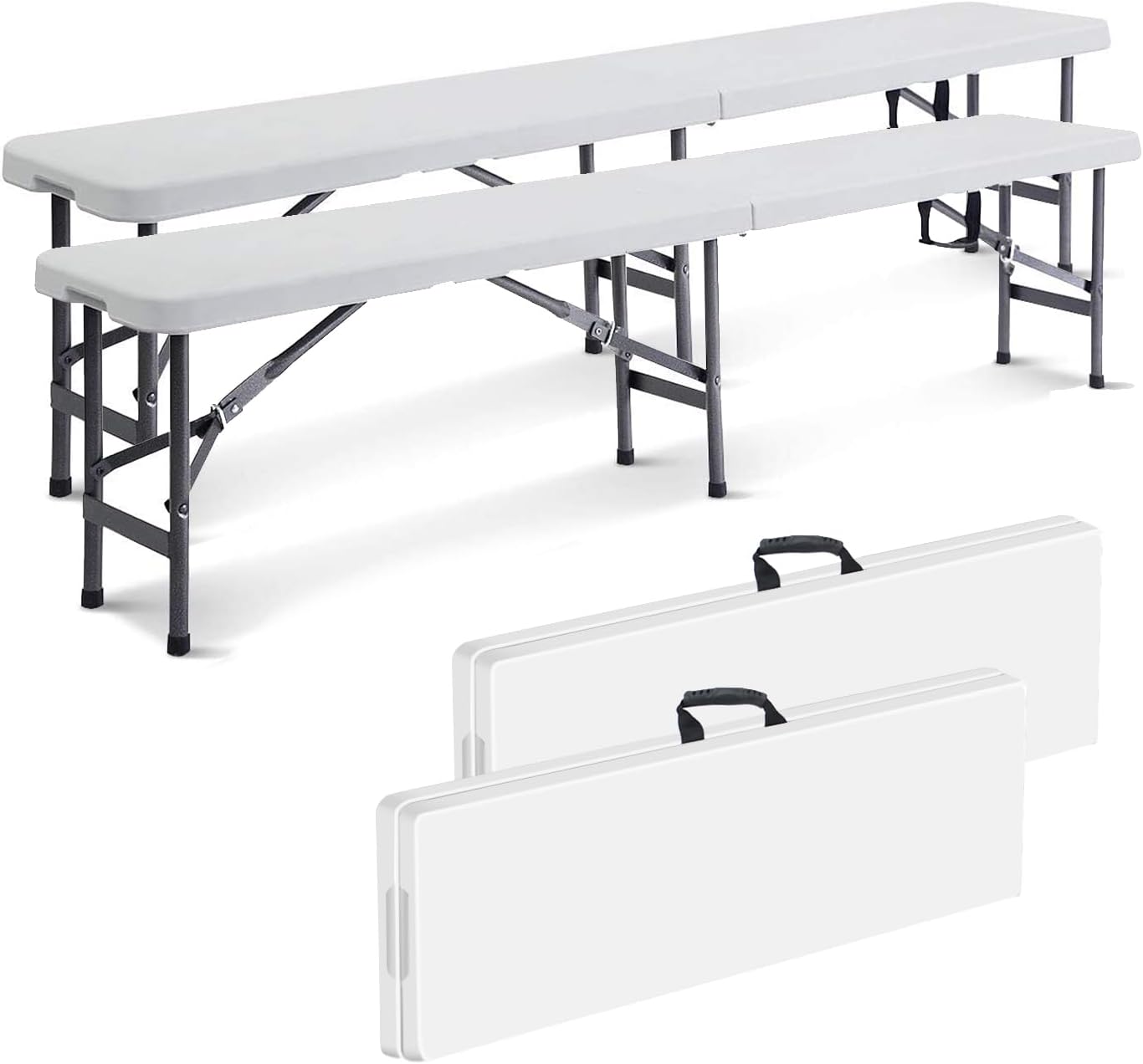 Banc de jardin pliable blanc 183 × 30 × 43 cm