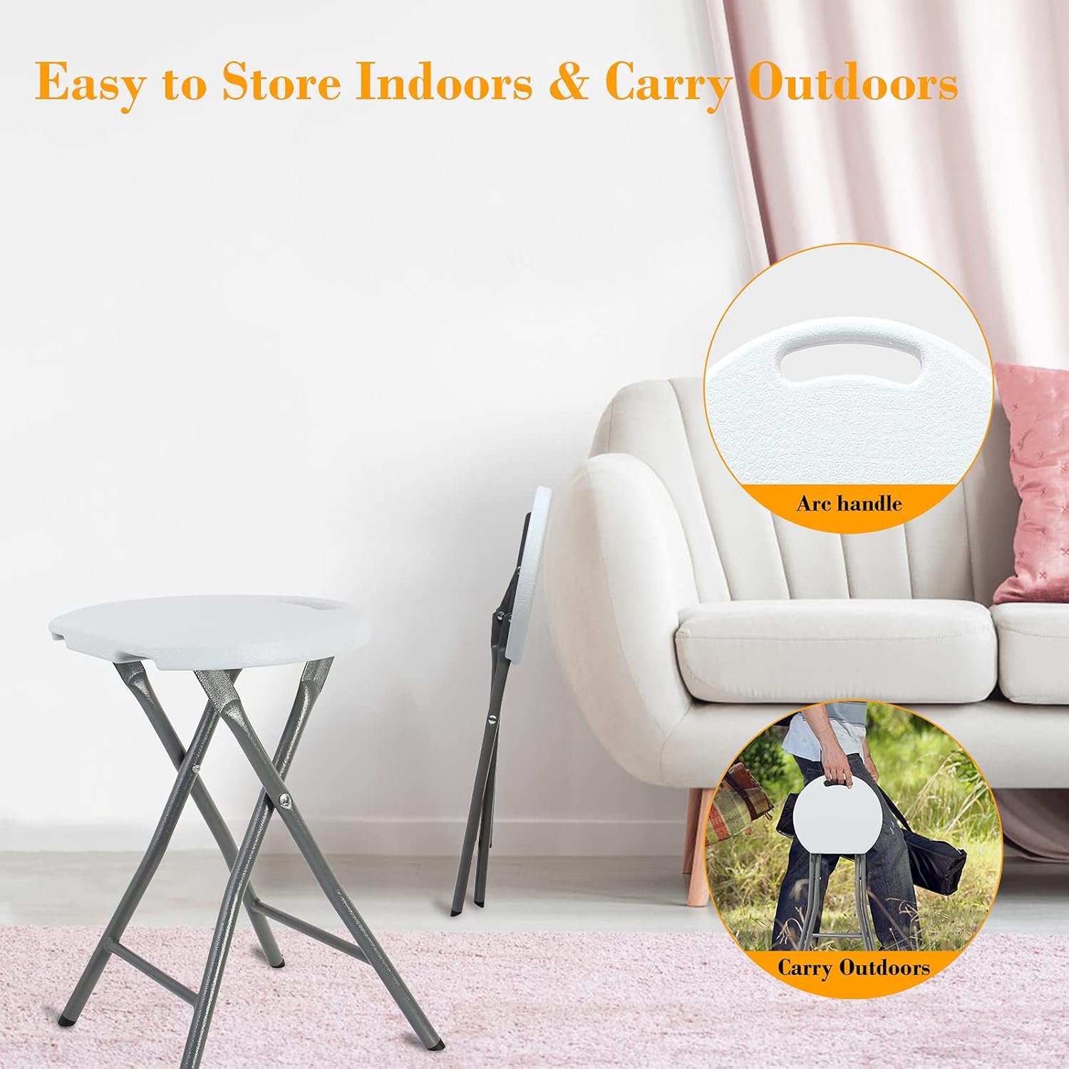 Tabouret pliable — pack de 4, rangement facile — 2
