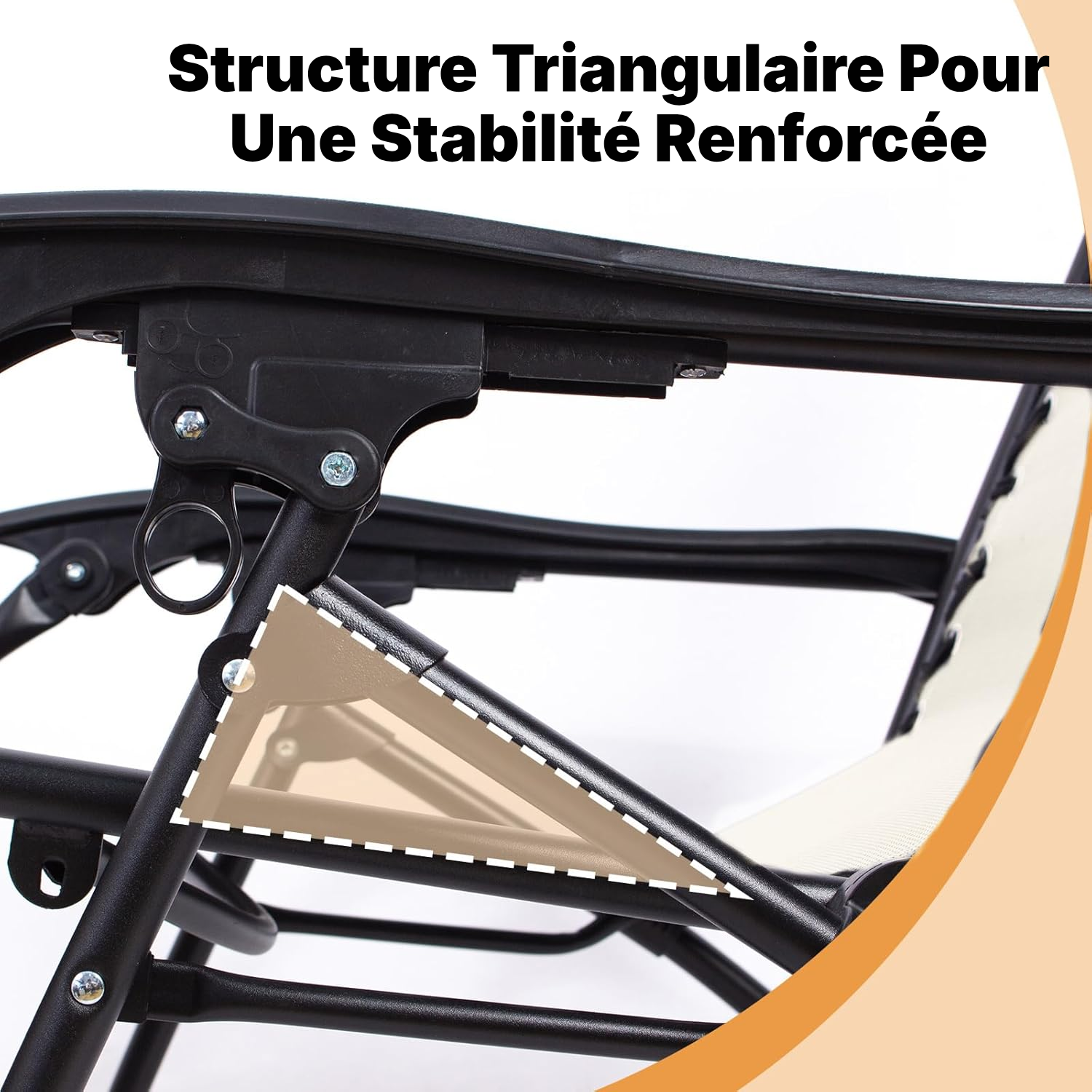 Transat pour jardin beige 110 cm avec pare-soleil — 4