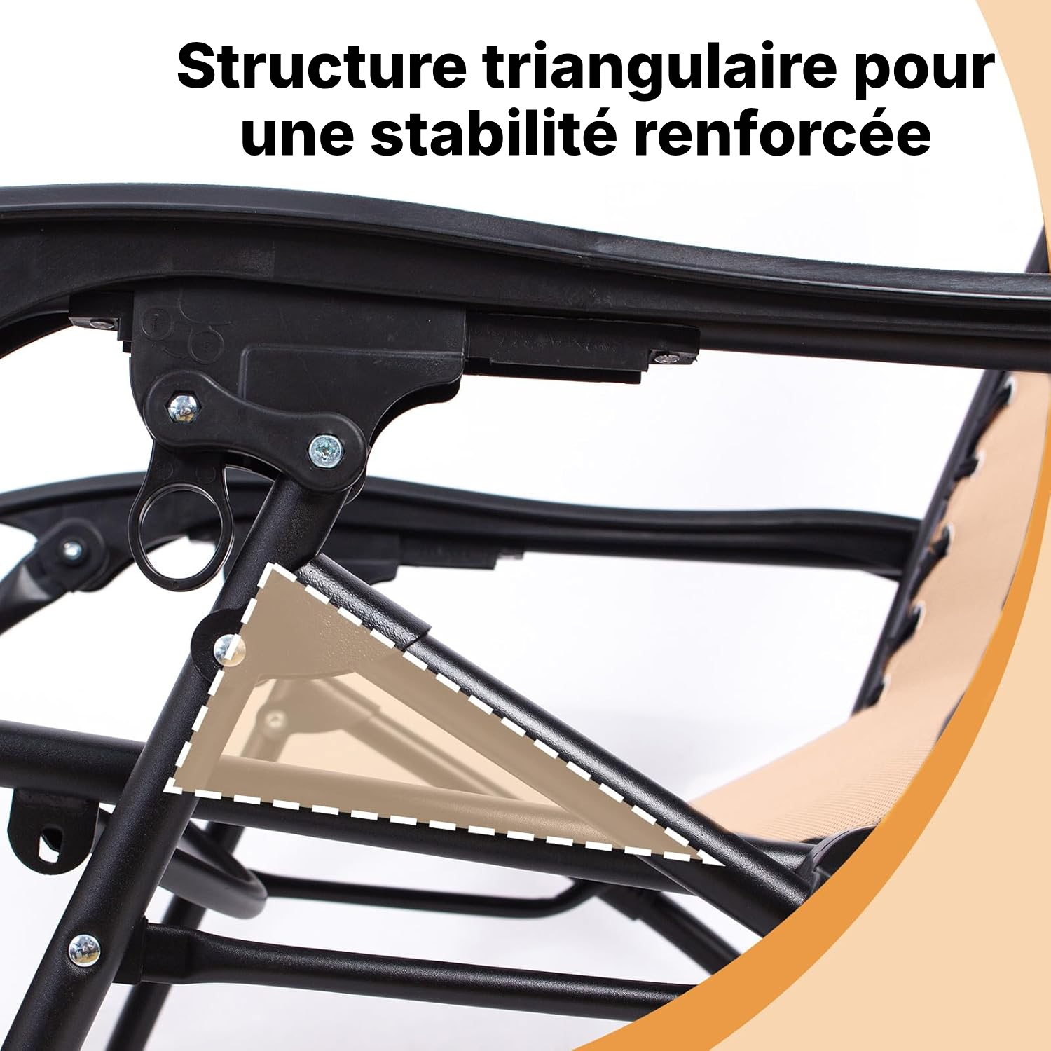 Jardin transat pliable kaki 110 cm, prêt à poser — 4
