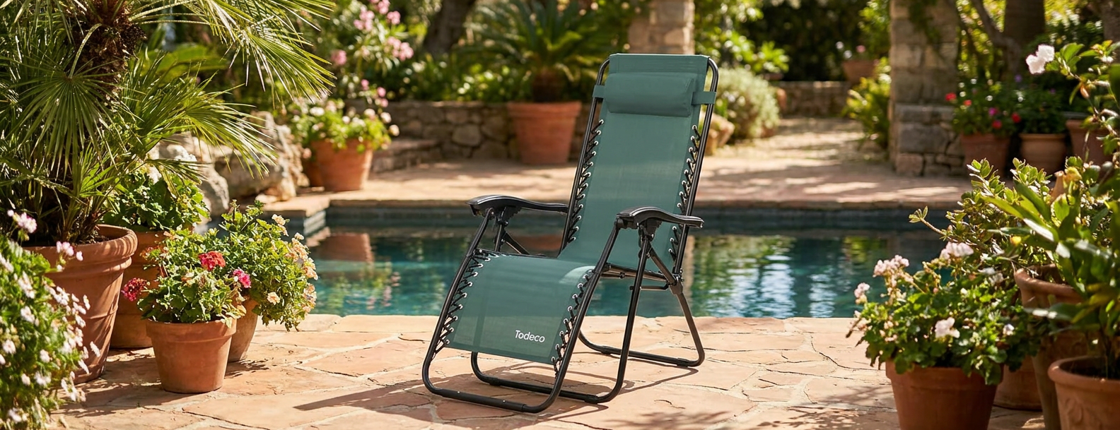 Jardin transat inclinable vert, 1 pièce — détente