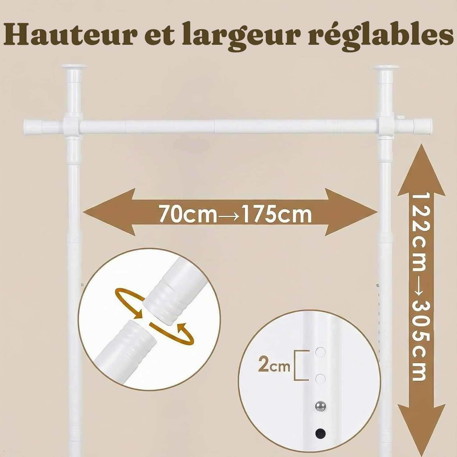 Tringle à rideaux blanche — séparez sans percer — 2