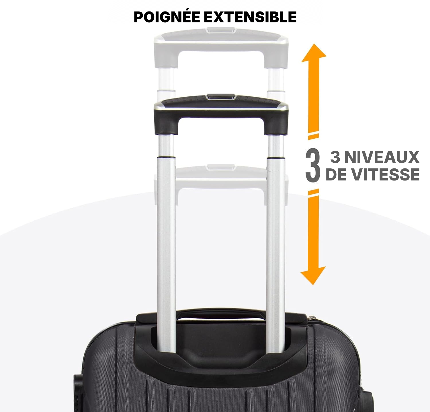 Valise rigide à roulettes gris foncé – 55 × 35 × 22 cm — 6