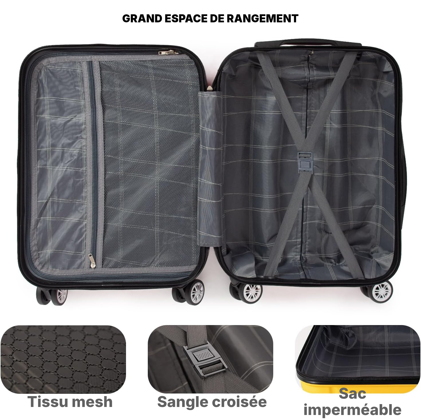 Grande valise rigide jaune 73×48×28,5 cm — 2