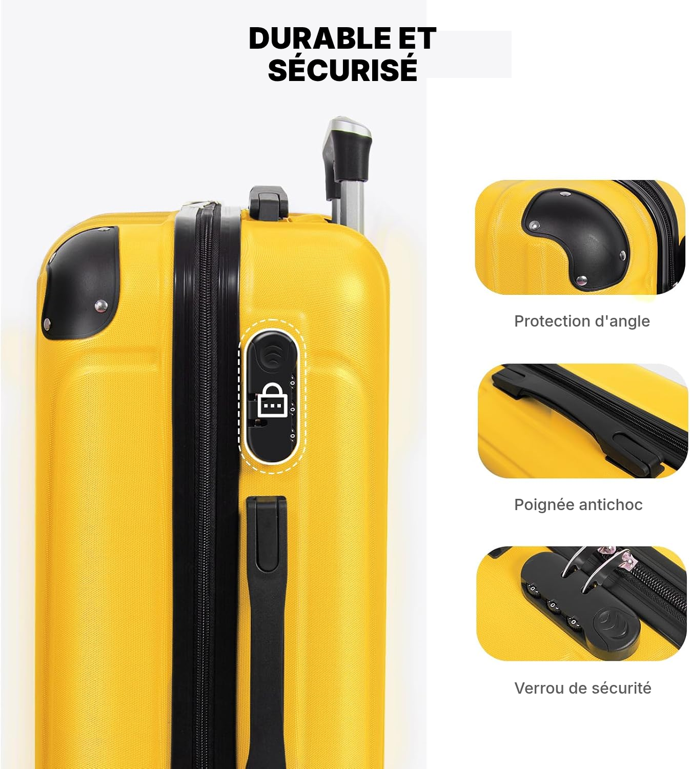 Grande valise rigide jaune 73×48×28,5 cm — 3