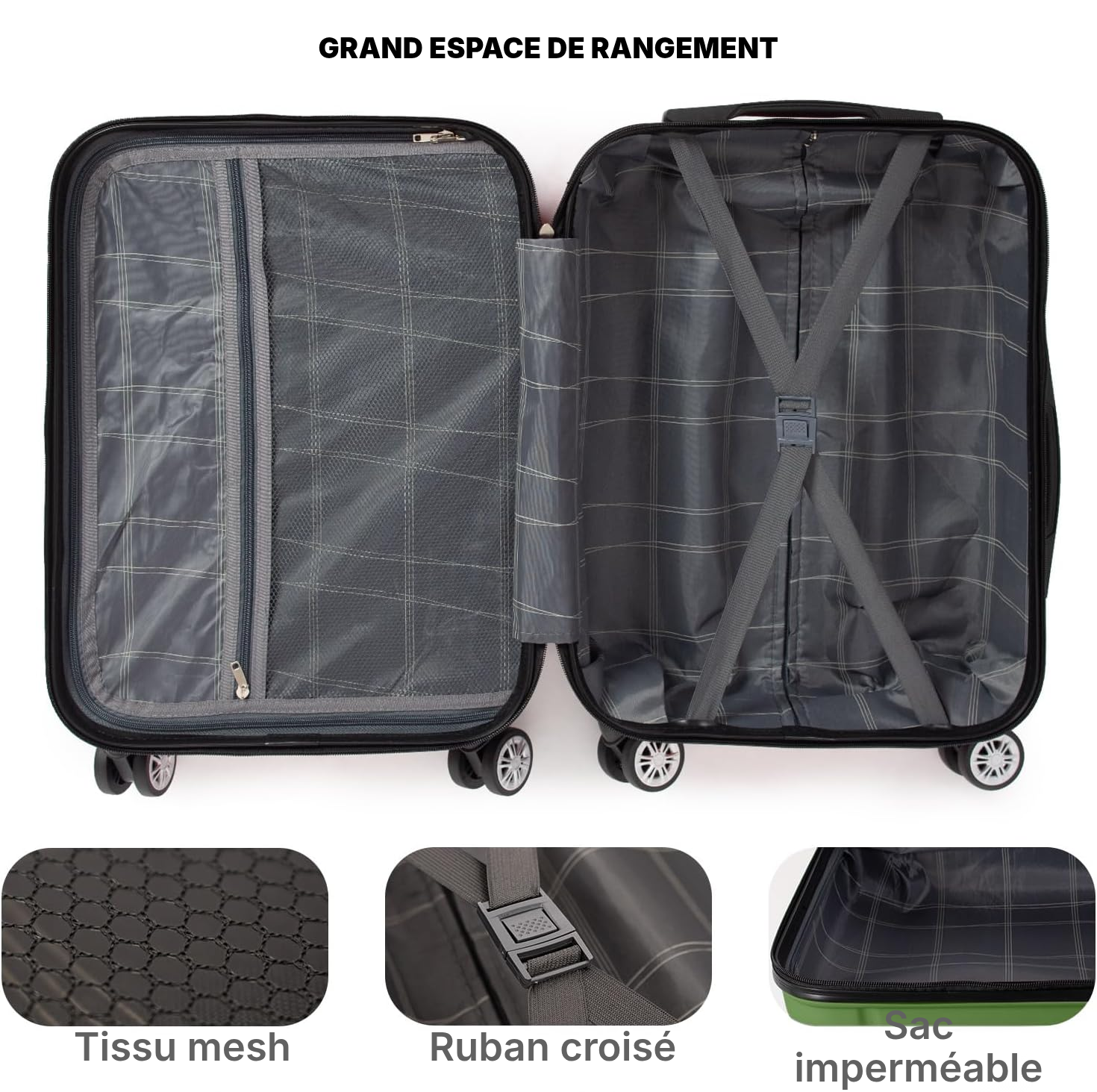 Valise cabine Rigide vert olive — 2