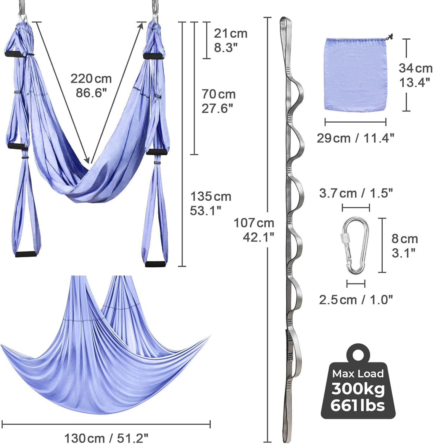 Amaca aerea 220 × 130 cm per yoga sospeso — 6