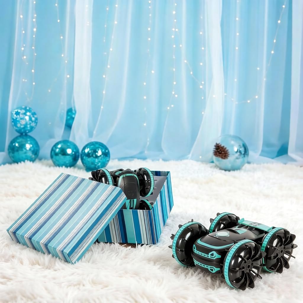 Auto RC anfibia blu da 16 cm con doppio comando — 7