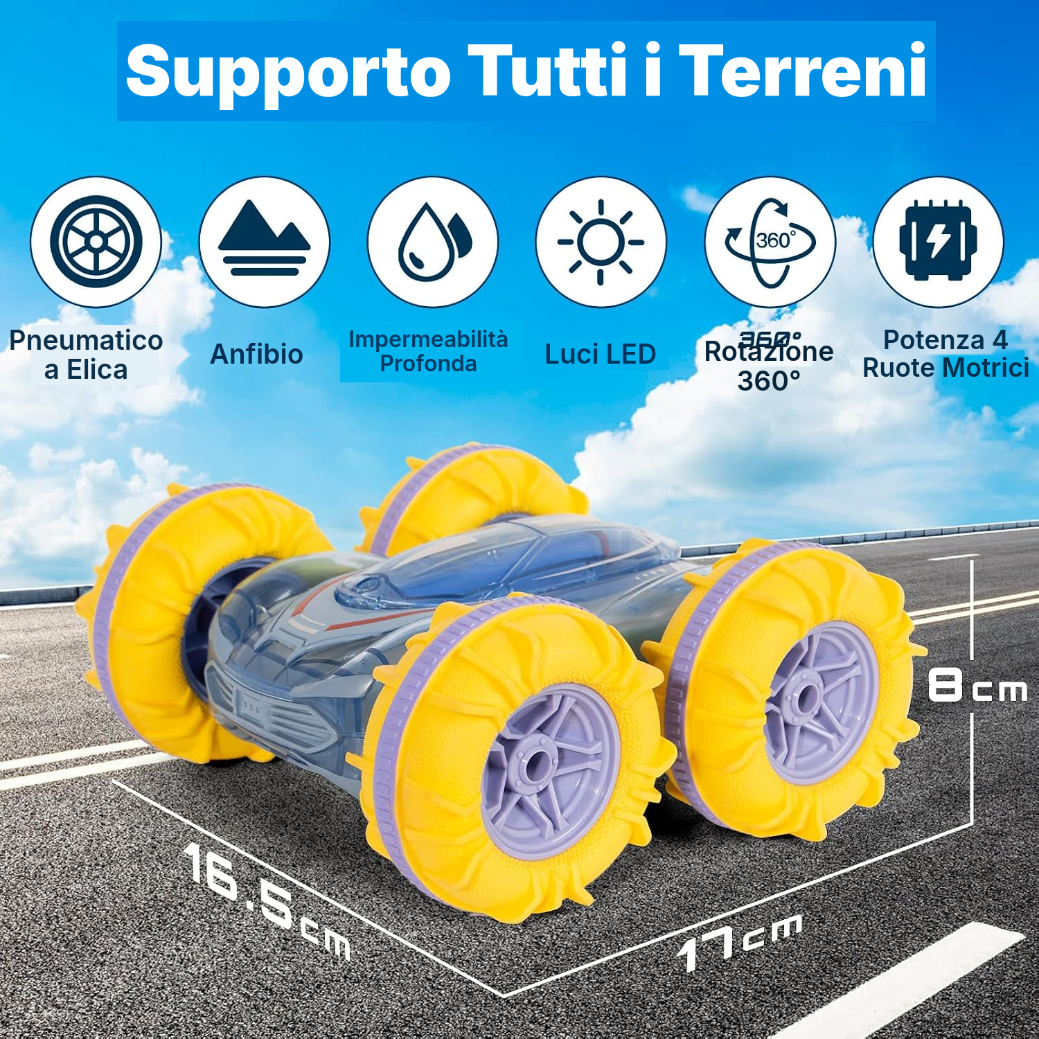 Macchina telecomandata 4WD blu compatta — 2