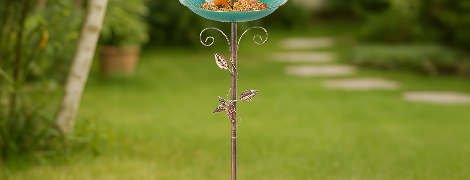 Mangiatoia uccelli 115 cm – 2 ciotole verdi