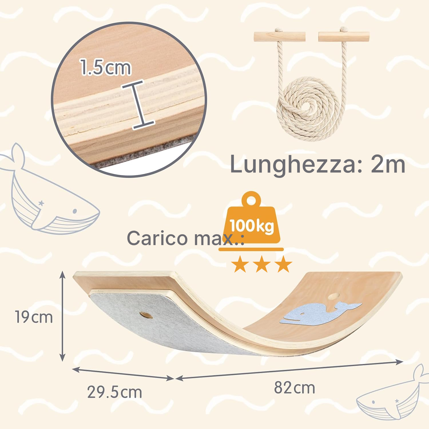 Balance board legno naturale, stabile — 3