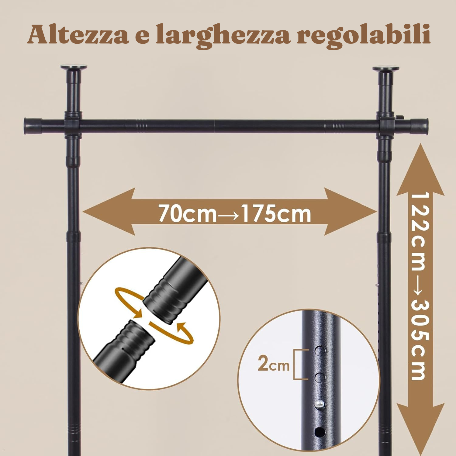 Bastone per tende nero – separa senza forare — 2
