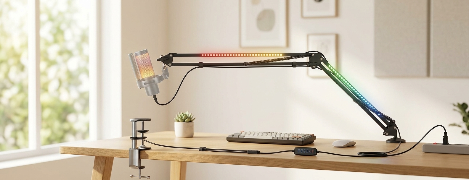 Braccio microfono RGB nero stabile