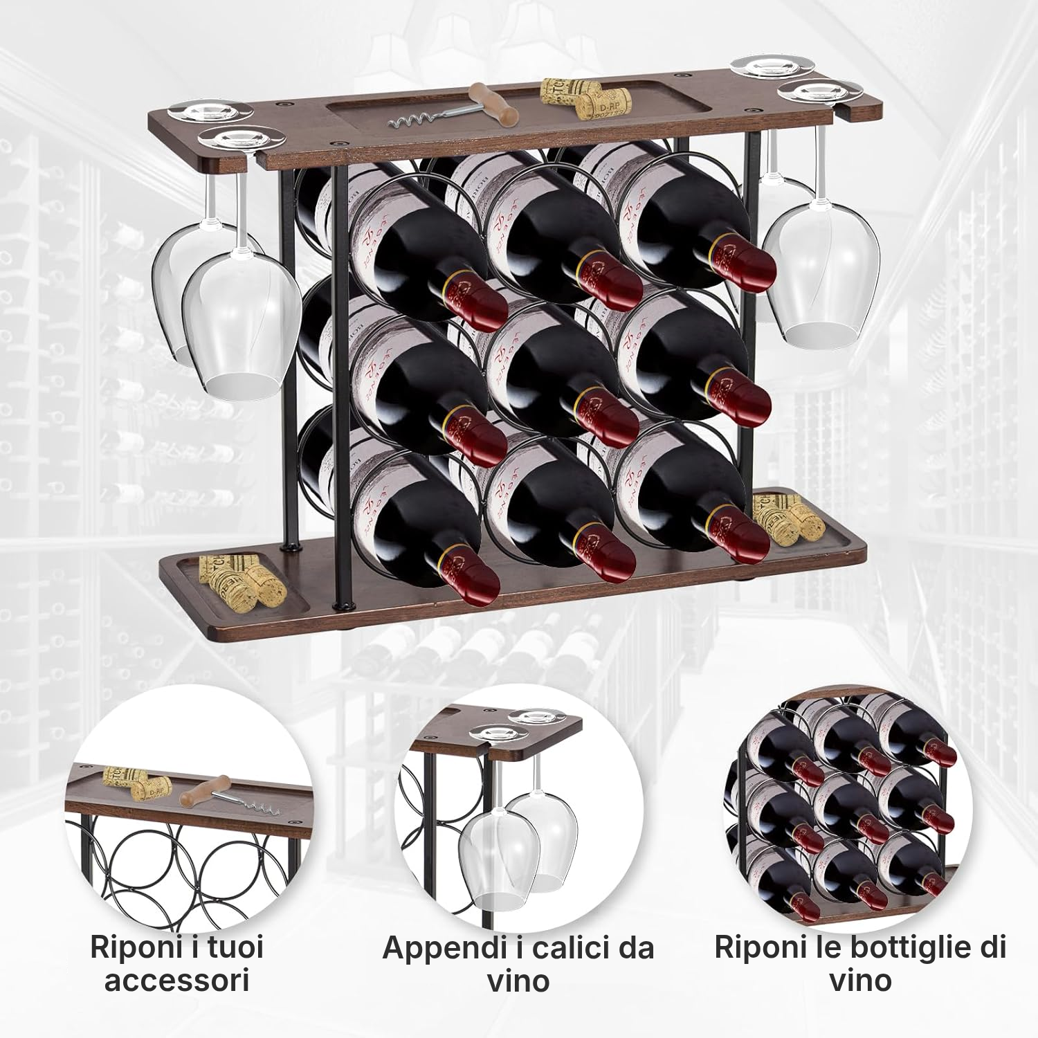 Cantine vino – portabottiglie nero pratico — 2
