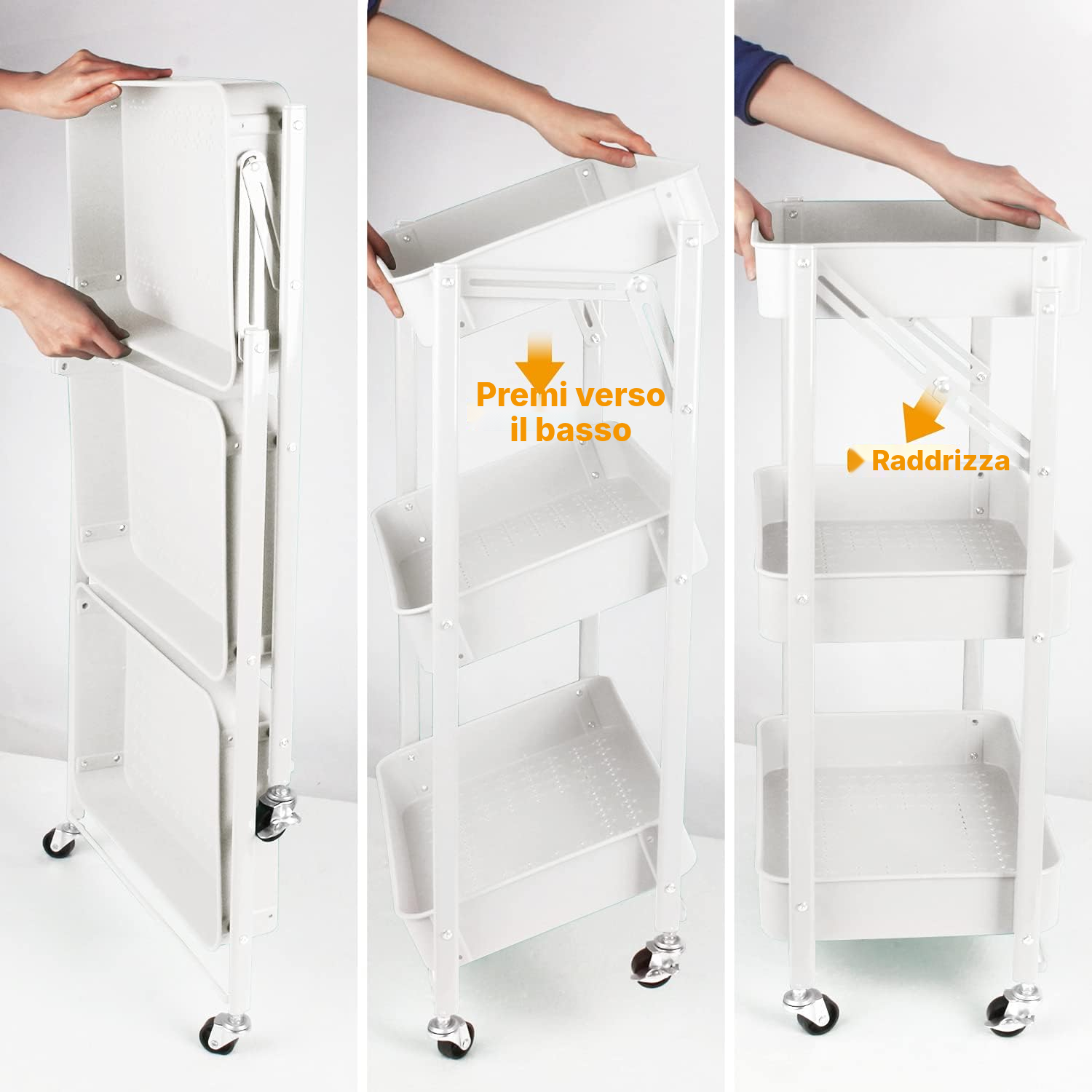 Carrello per cucina pieghevole bianco — 2