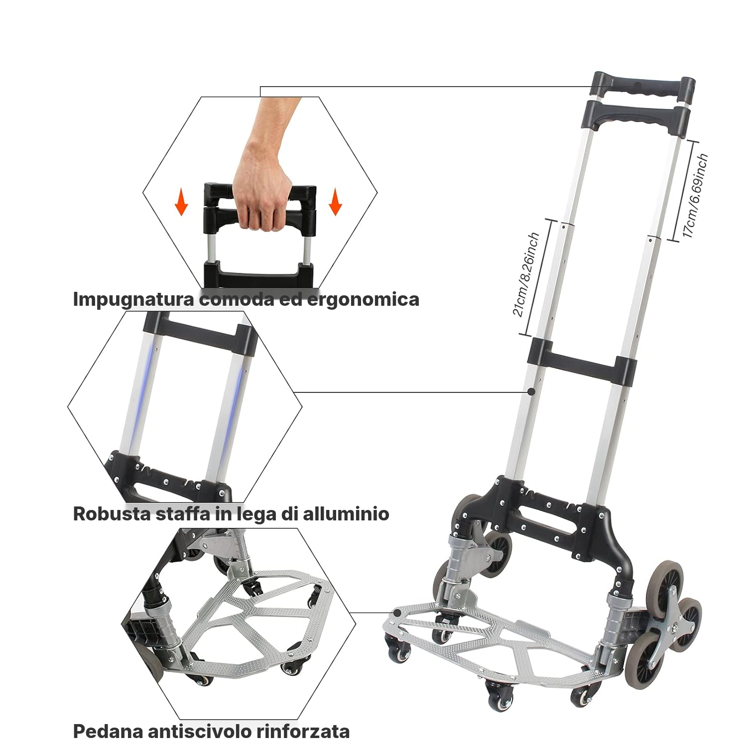 Carrello portapacchi pieghevole per scale — 3