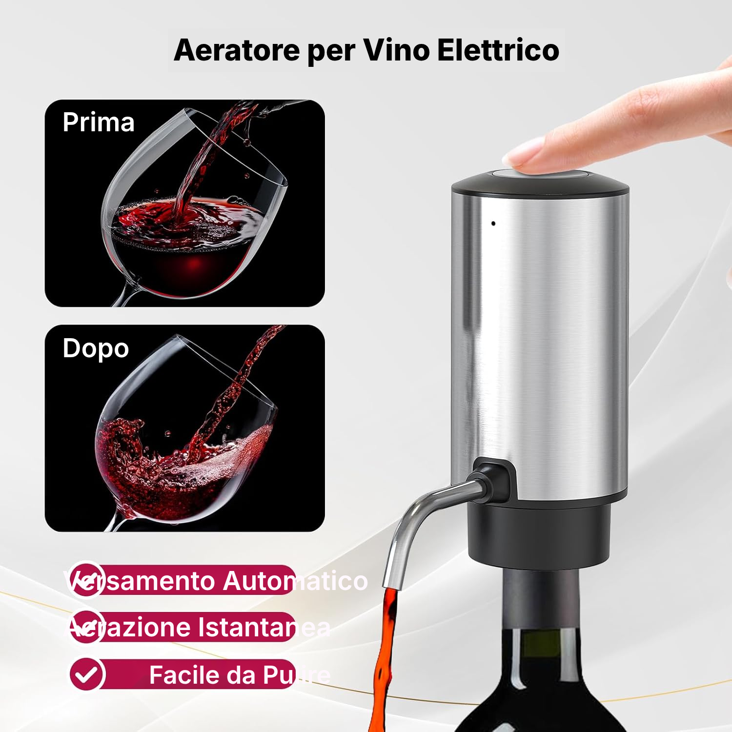 Cavatappi elettrico 4-in-1 argento — 4