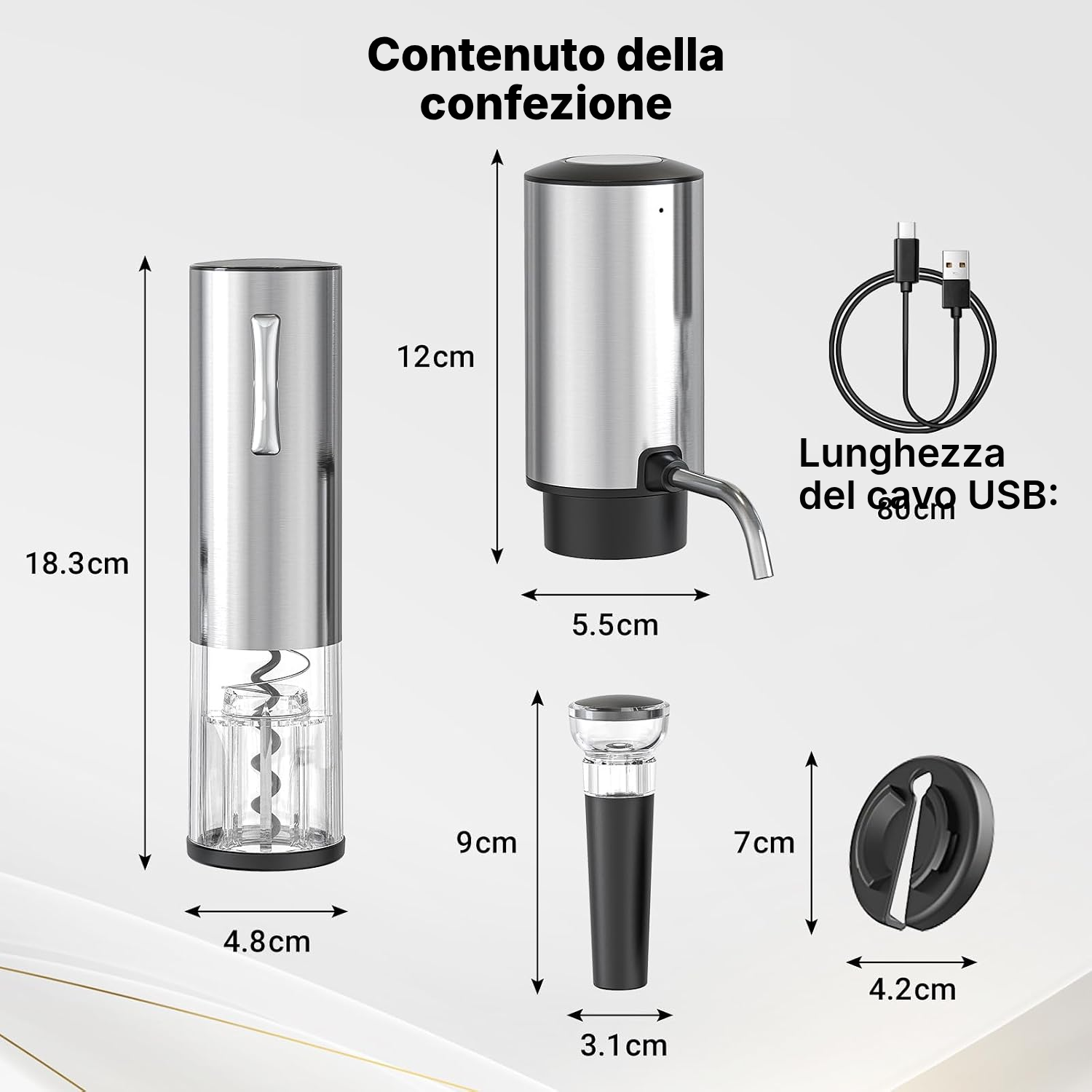 Cavatappi elettrico 4-in-1 argento — 5