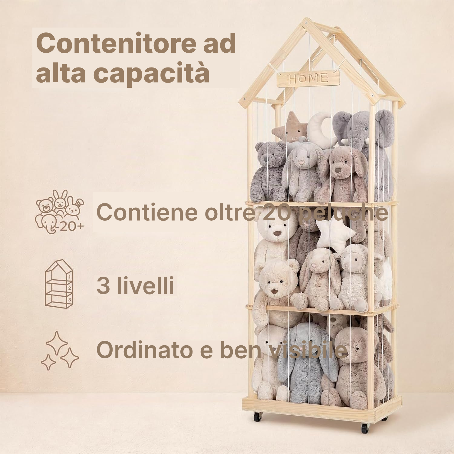 Contenitore per giocattoli 3 livelli su ruote — 3