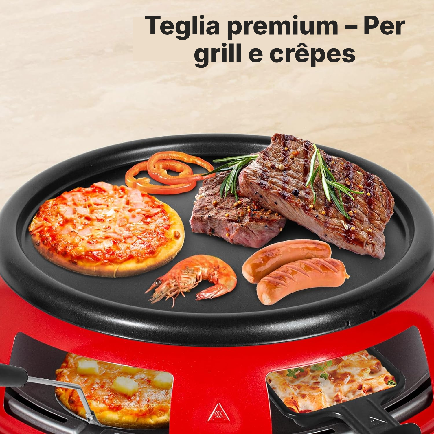 Forno a pizza 3 in 1 rosso conviviale — 2