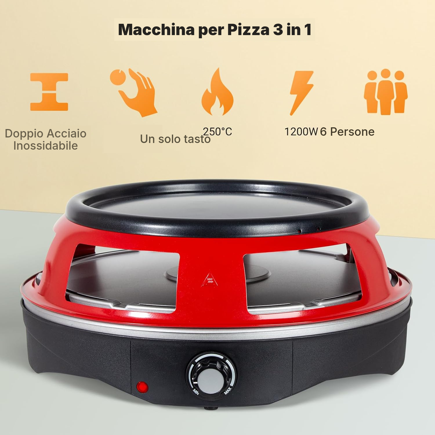 Forno a pizza 3 in 1 rosso conviviale — 4