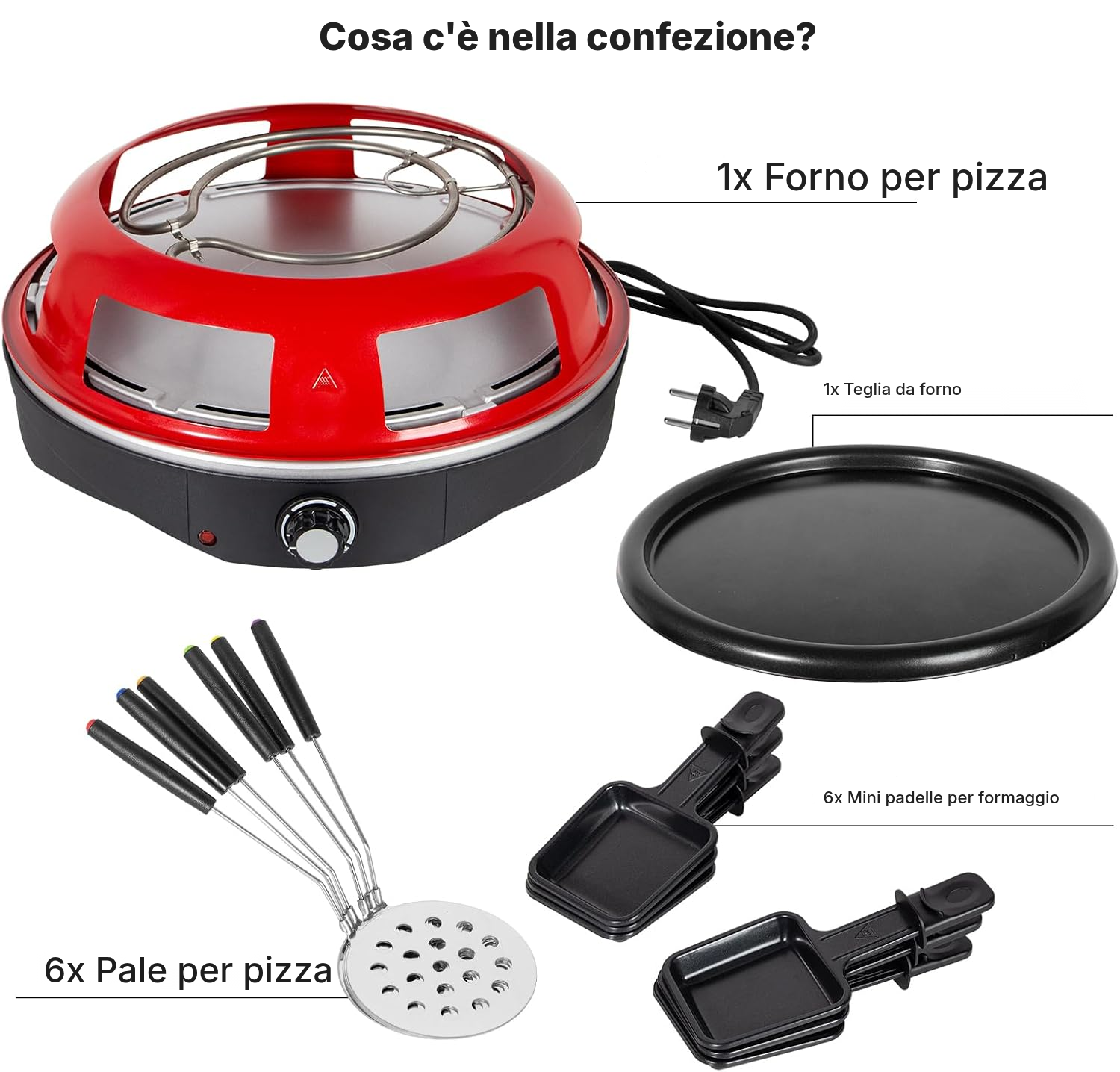 Forno a pizza 3 in 1 rosso conviviale — 5
