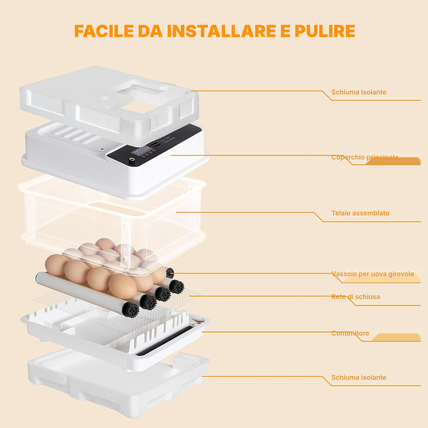 Incubatrice per uova automatica 15 mini 31 cm LED — 6