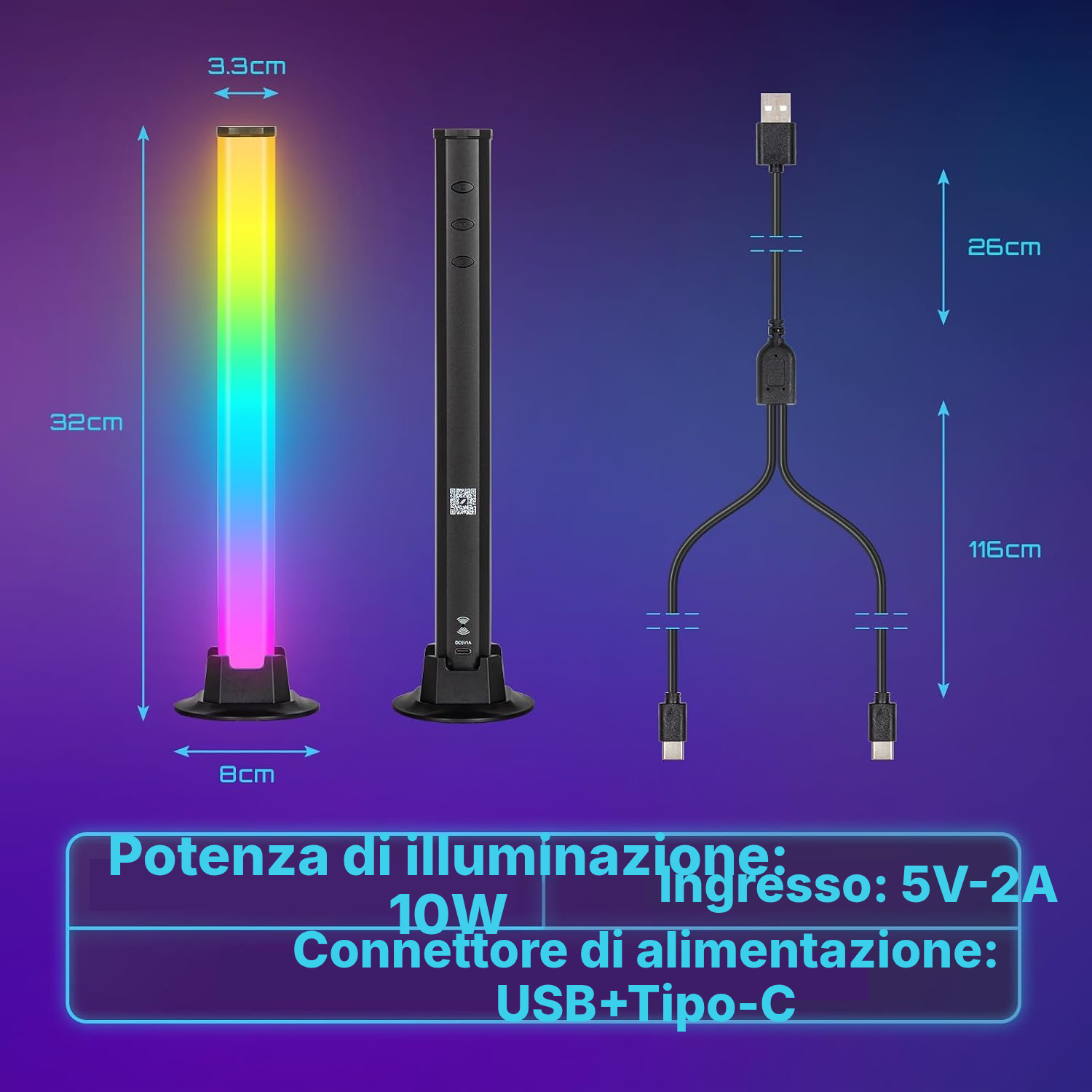 Lampada RGB gaming nera — 6