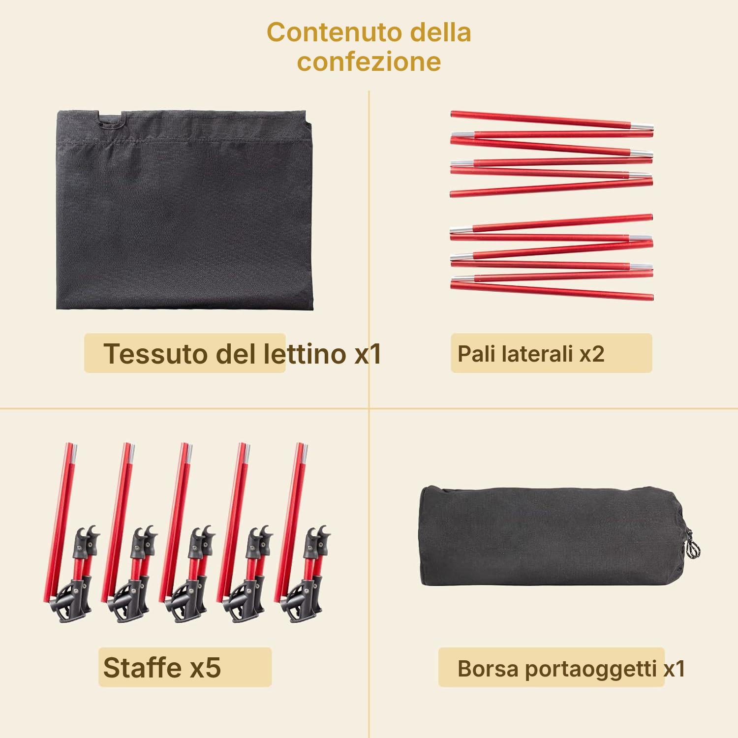 Lettini campeggio: letto pieghevole nero — 6