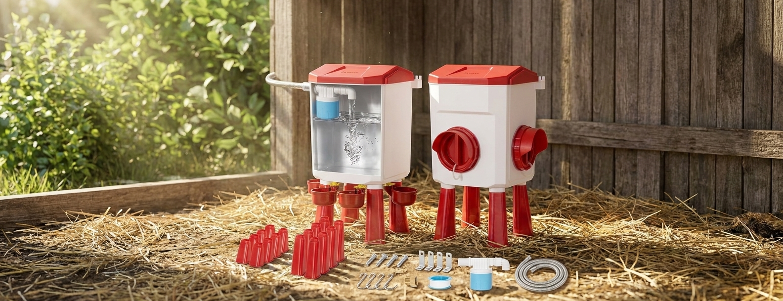 Mangiatoia per galline con abbeveratoio automatico