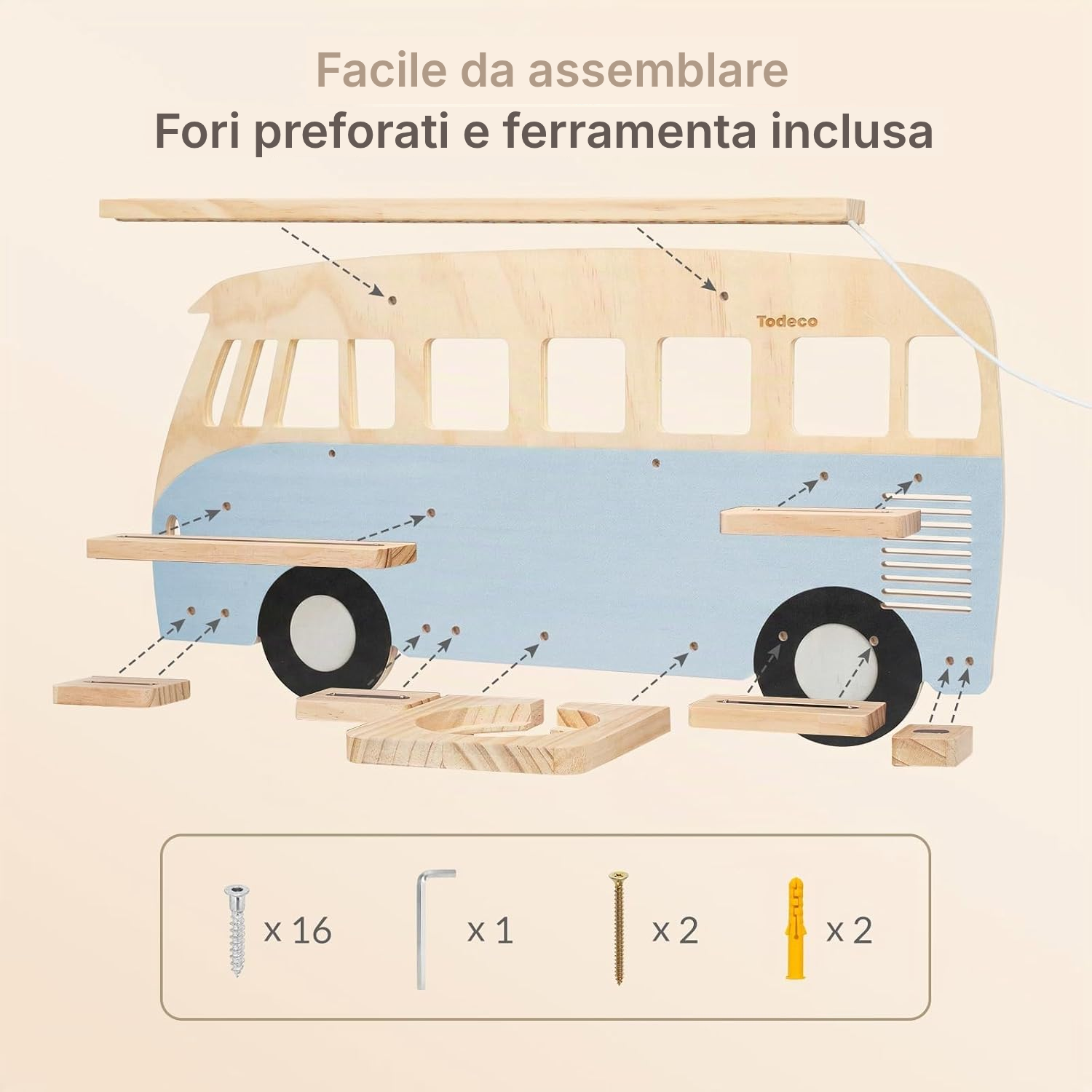 Mensola magnetica LED per Toniebox/Tonies – autobus blu, 62 cm — 6