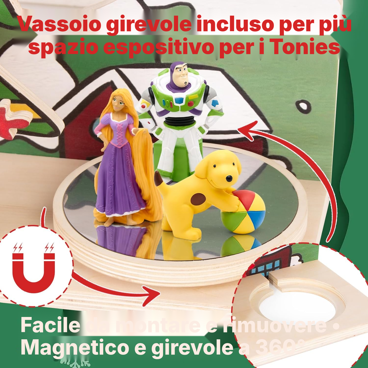 Mensola magnetica Toniebox/Tonies – albero di Natale girevole, 40 cm — 4