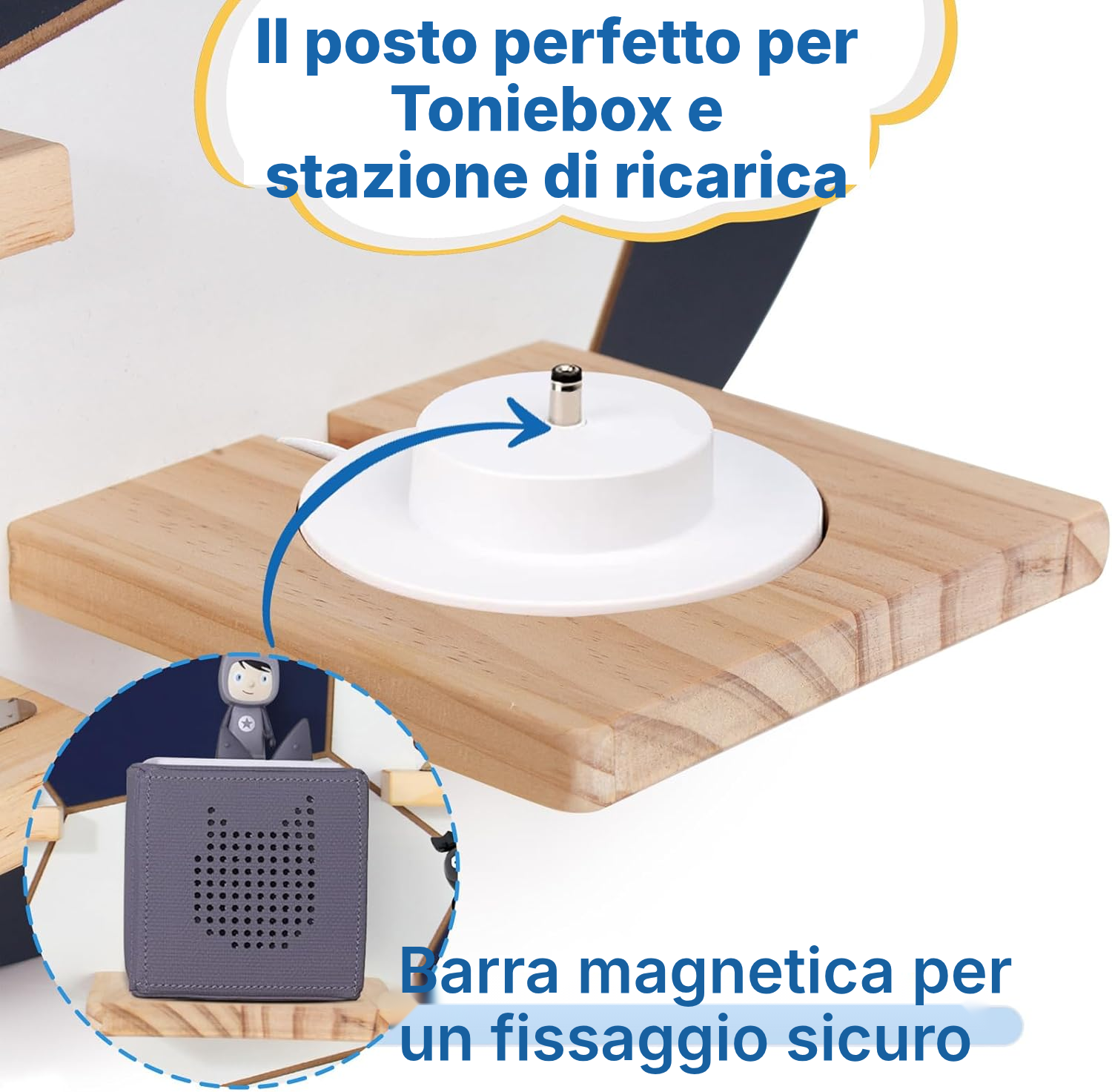 Mensola magnetica per Toniebox/Tonies – calcio blu, 50 cm — 4