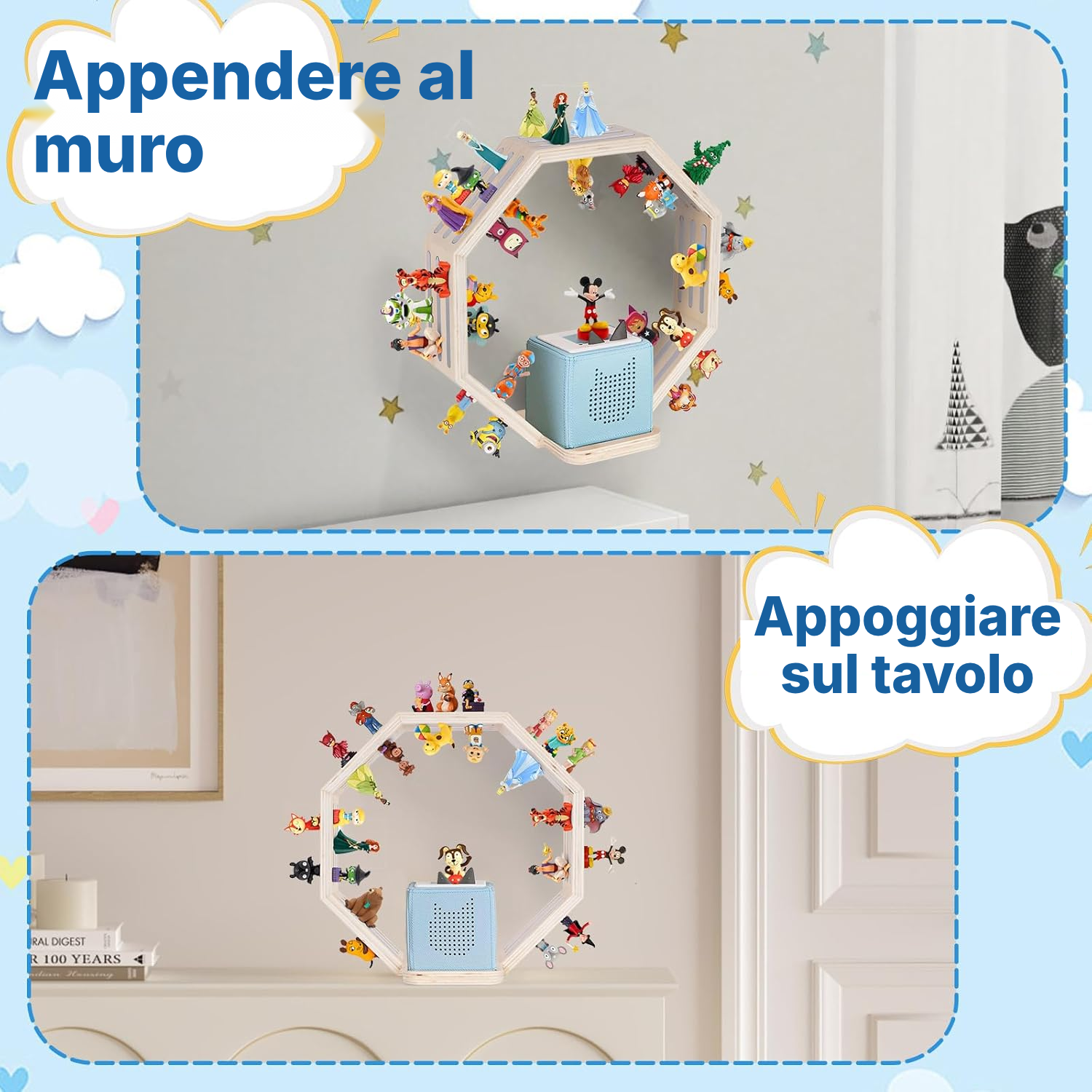 Mensola magnetica per Toniebox/Tonies – ottagono bianco, 35 cm — 7