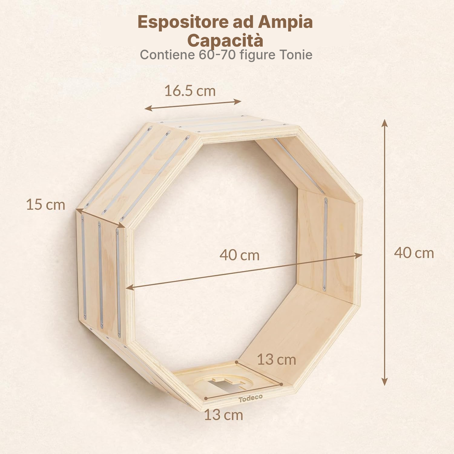 Mensola magnetica per Toniebox/Tonies – ottagono grigio, 40 cm — 2