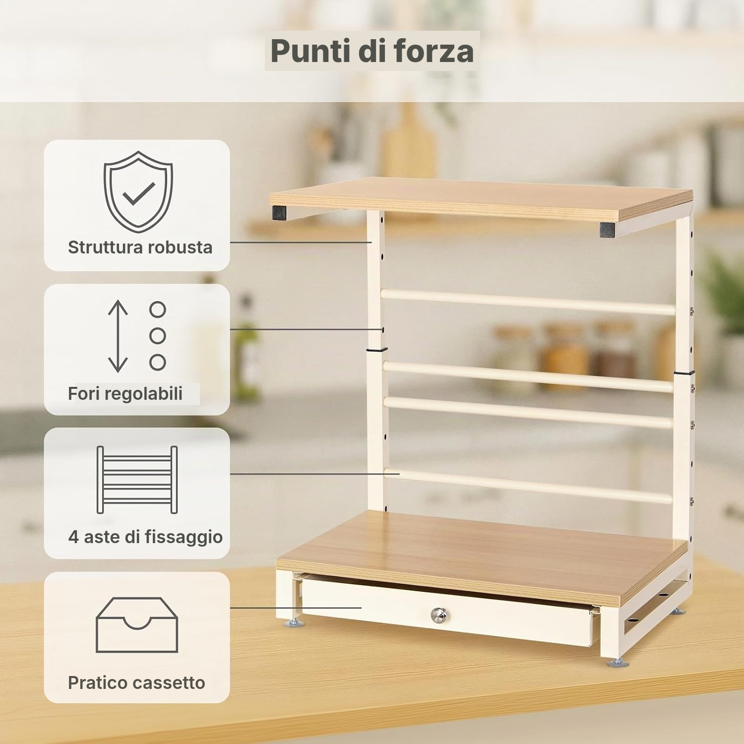 Organizzatore cucina: scaffale microonde stabile — 3