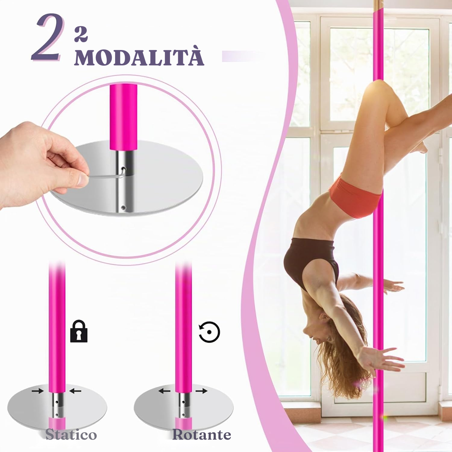 Palo pole dance rosa senza forare il soffitto — 5