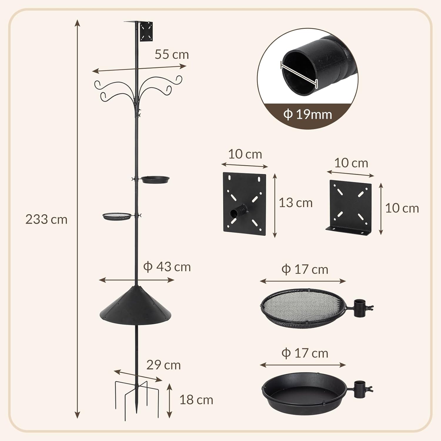 Picchetti da giardino neri 233 × 15 × 15 cm — 6