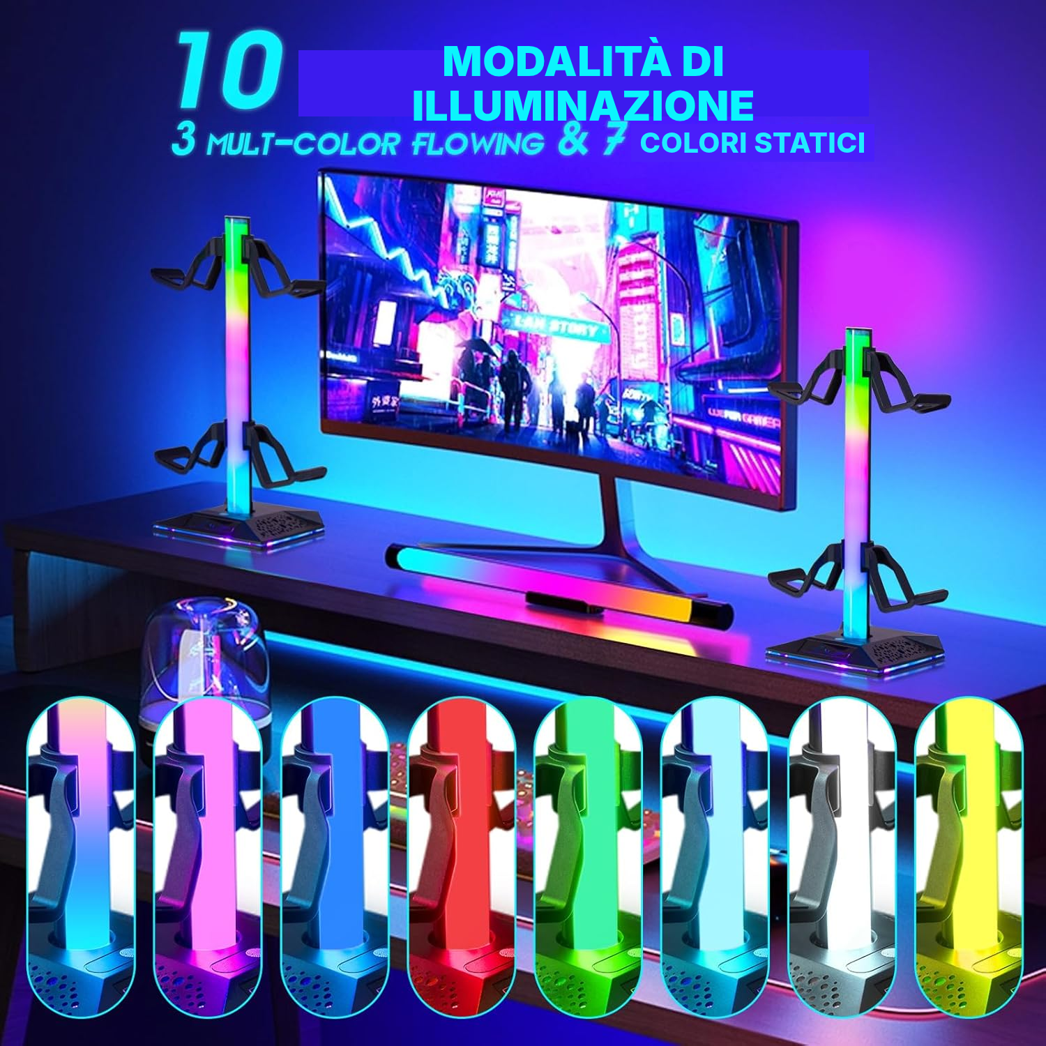 Porta cuffie RGB per gaming organizzato — 2