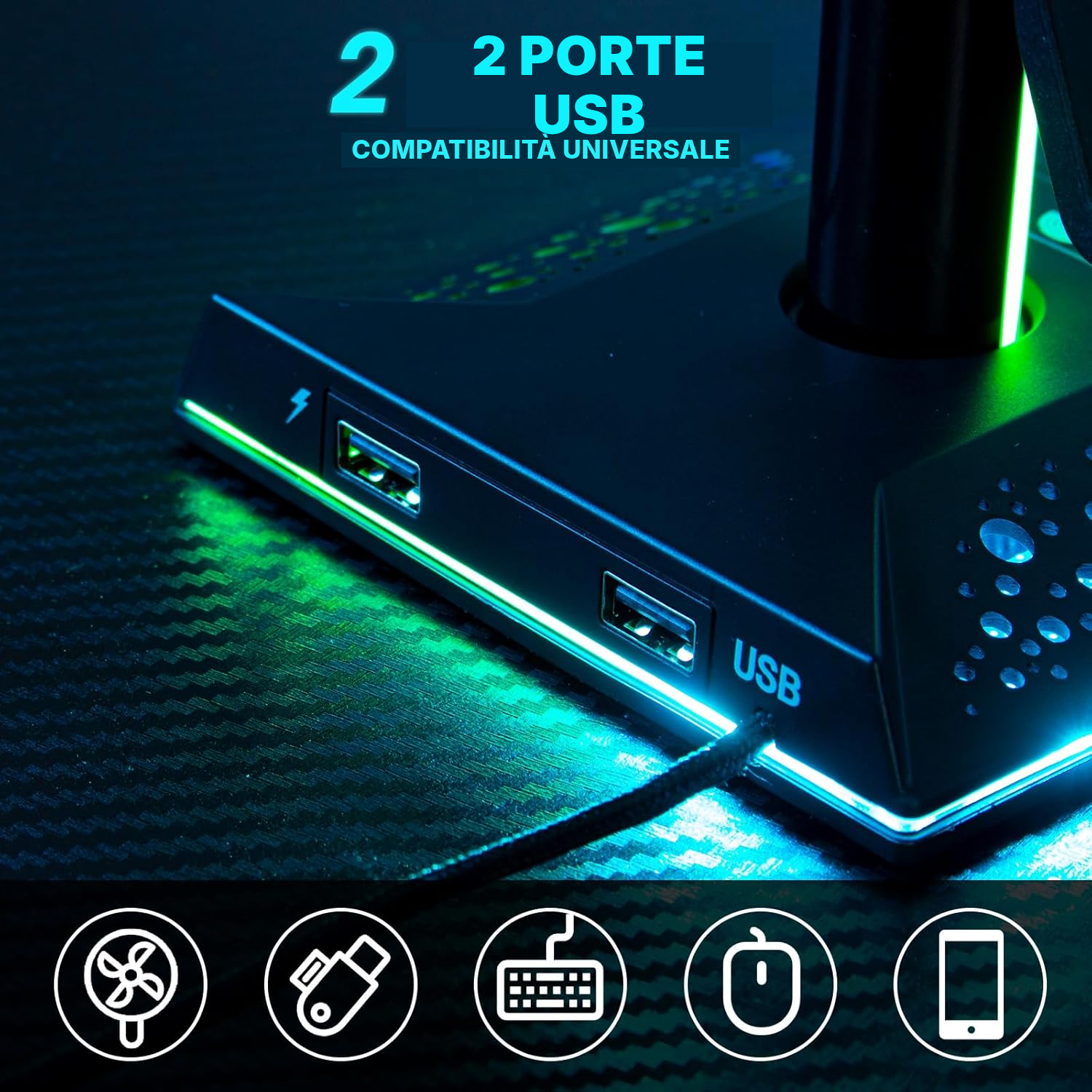 Porta cuffie RGB per gaming organizzato — 3